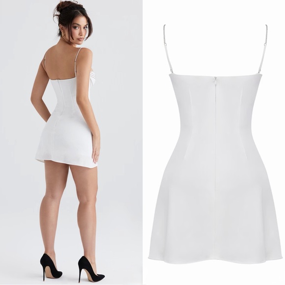 ❤️🔥Firm Price❤️🔥House of CB GRACE Ivory Crystallised Mini Dress - Picture 3 of 16